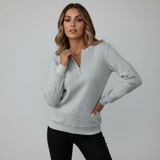 Amandine | Pull en tricot à motifs en relief et col zippé