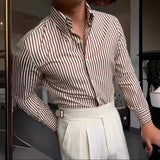 Rémi | Chemise rayée pour homme à manches longues et col boutonné