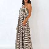 Lucienne | Robe de soirée maxi à rayures élégantes