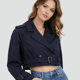 Manon | Trench-coat court pour femme en coton à coupe régulière 2.