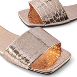 Apolline | Sandales Métalliques Élégantes avec Imprimé Cuir Crocodile