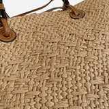 Noémie | Sac en paille structuré avec bandoulière effet cuir