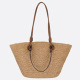 Noémie | Sac en paille structuré avec bandoulière effet cuir
