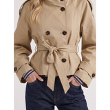 Chloé | Trench-coat court féminin à double boutonnage et ceinture nouée