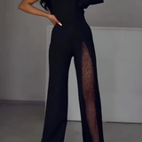 Anaïs | Combinaison Asymétrique à Épaule Unique et Détail Résille Scintillant
