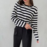 Célia | Sweatshirt rayé à manches longues et col rond