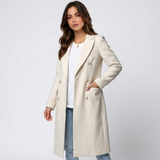 Juliette | Manteau long pour femme à double boutonnage et revers