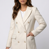 Juliette | Manteau long pour femme à double boutonnage et revers