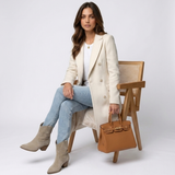 Juliette | Manteau long pour femme à double boutonnage et revers
