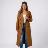 Émilie | Trench long femme à double boutonnage avec ceinture