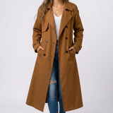 Émilie | Trench long femme à double boutonnage avec ceinture