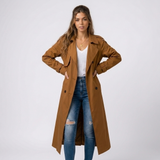 Émilie | Trench long femme à double boutonnage avec ceinture