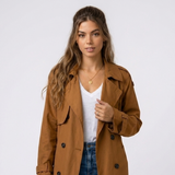 Émilie | Trench long femme à double boutonnage avec ceinture