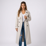 Émilie | Trench long femme à double boutonnage avec ceinture