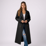 Émilie | Trench long femme à double boutonnage avec ceinture