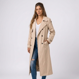 Émilie | Trench long femme à double boutonnage avec ceinture