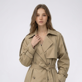 Mathilde | Trench long femme à double boutonnage et ceinture
