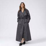 Mathilde | Trench long femme à double boutonnage et ceinture