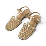 Zélie | Sandales dorées élégantes avec design en filet