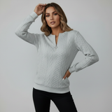 Amandine | Pull en tricot à motifs en relief et col zippé