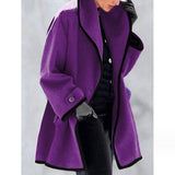 Nadège | Manteau femme en laine à bordure contrastante