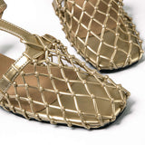 Zélie | Sandales dorées élégantes avec design en filet