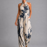 Anaïs | Ensemble d'été en lin 2 pièces à col halter et coupe ample