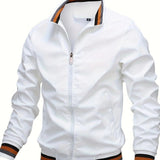 Théodore | Veste Décontractée Unie à Col Montant pour Mi-Saison