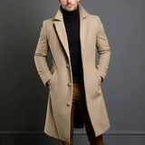 Olivier | Manteau long ajusté pour homme à col cranté