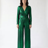 Capucine | Combinaison Femme à Pantalon Large Brillant – Élégance de Soirée