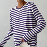 Célia | Sweatshirt rayé à manches longues et col rond