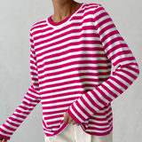 Célia | Sweatshirt rayé à manches longues et col rond