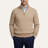 Arnaud | Pull homme à torsades avec col zippé et coupe ajustée