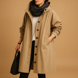 Sabine | Manteau long imperméable pour femme avec capuche amovible