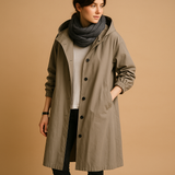 Sabine | Manteau long imperméable pour femme avec capuche amovible