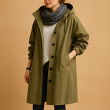 Sabine | Manteau long imperméable pour femme avec capuche amovible