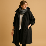 Sabine | Manteau long imperméable pour femme avec capuche amovible