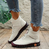 Oriane | Bottines en cuir pour femme avec lacets et fermeture velcro