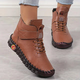 Oriane | Bottines en cuir pour femme avec lacets et fermeture velcro
