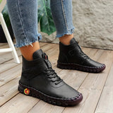 Oriane | Bottines en cuir pour femme avec lacets et fermeture velcro
