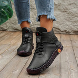Oriane | Bottines en cuir pour femme avec lacets et fermeture velcro