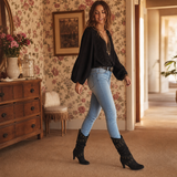 Isaline | Bottes hautes femme en cuir synthétique à sangles cloutées