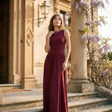 Élise | Robe Maxi Sans Manches à Taille Plissée