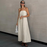Ysélie | Robe Maxi Sans Bretelles en Lin Minimaliste
