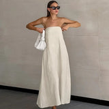 Ysélie | Robe Maxi Sans Bretelles en Lin Minimaliste