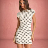 Célestine | Robe Mini à Pois avec Dos Découpé