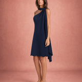 Perrine | Robe Maxi Halter Asymétrique Satinée