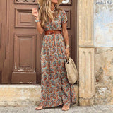 Roséline | Robe maxi bohème à motif paisley fluide