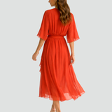 Aliénor | Robe Midi Élégante à Col Croisé et Taille Nouée