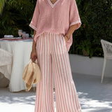 Léonie | Ensemble Femme Col V et Pantalon Large Élégant